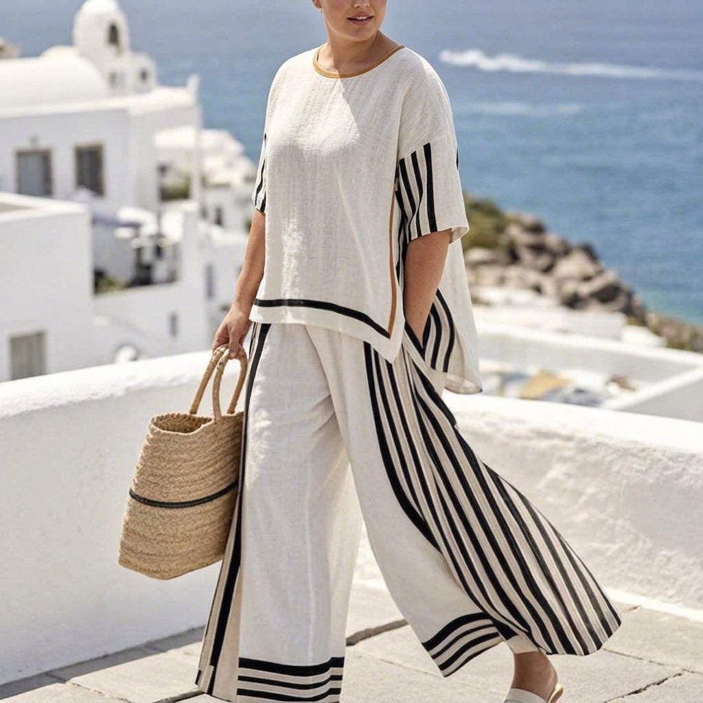 Leah Linen Striped Two-Piece Set