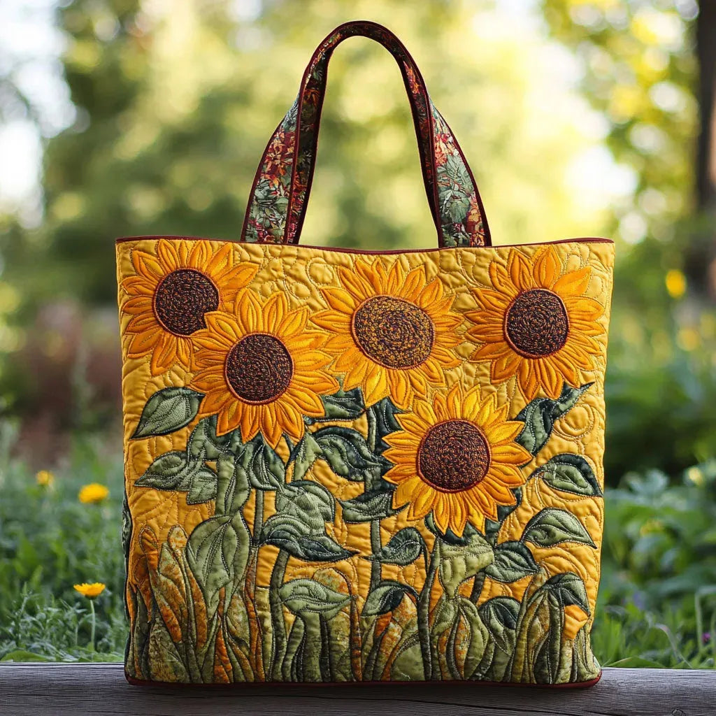 Leila Sunflower Field Quilted Tote Bag