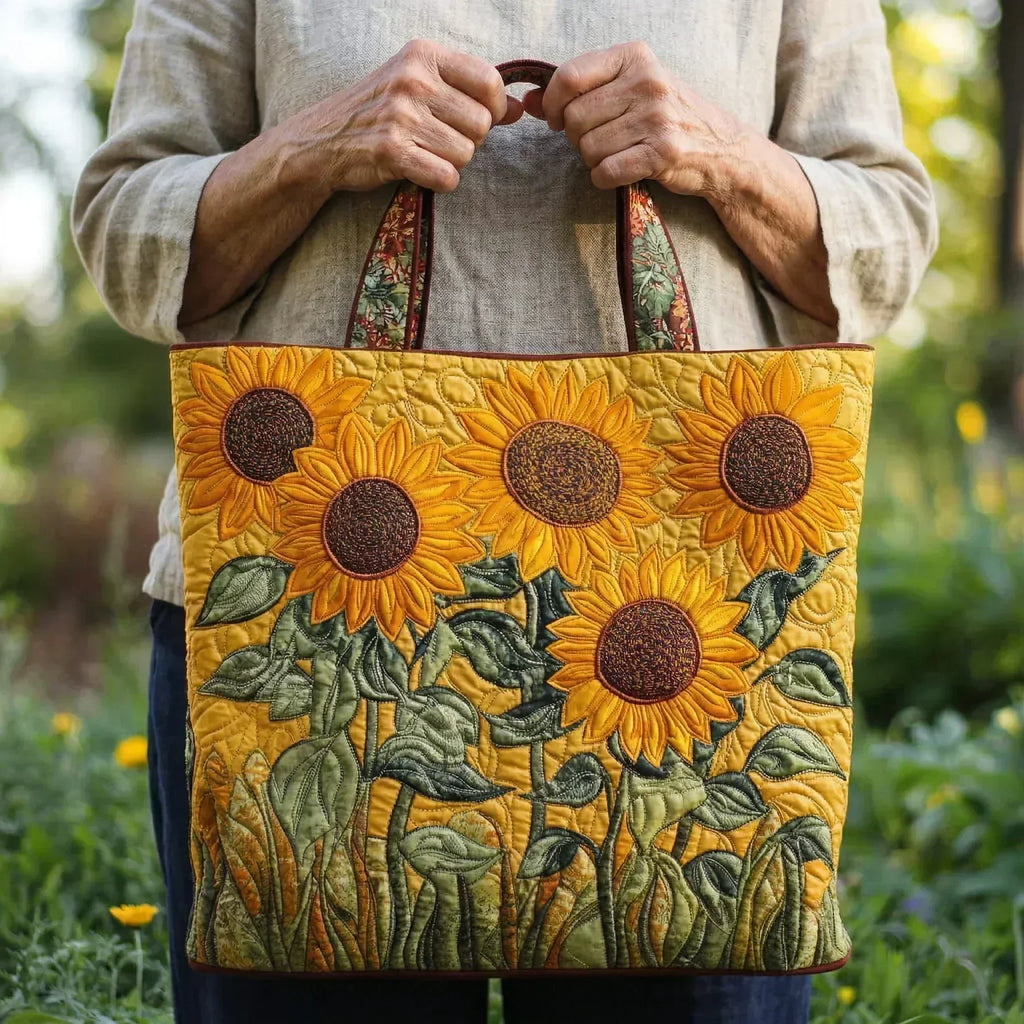 Leila Sunflower Field Quilted Tote Bag – view 2