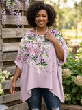 Leslie Chiffon Round Neck Kaftan Top