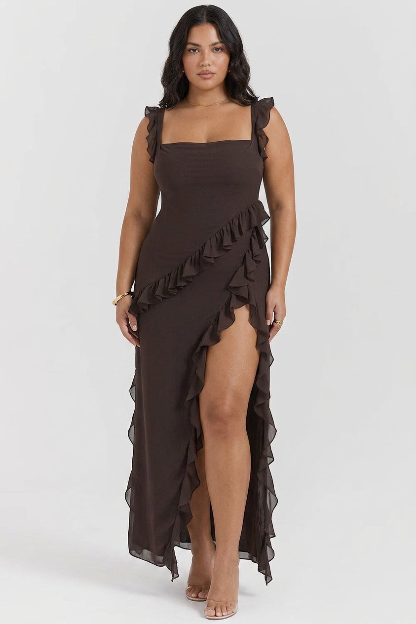 Daphne | Chiffon Square Neck Maxi Dress