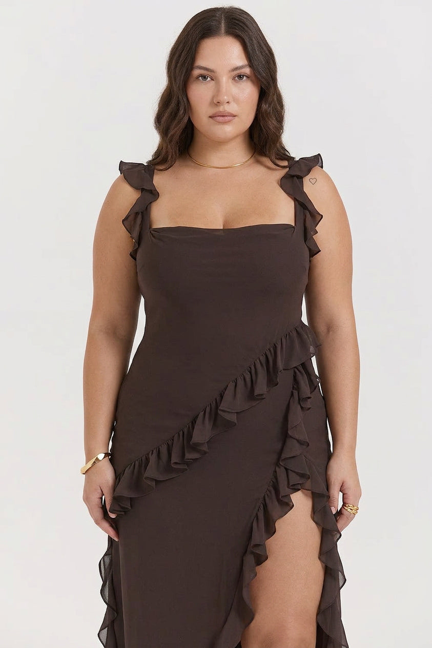 Daphne | Chiffon Square Neck Maxi Dress