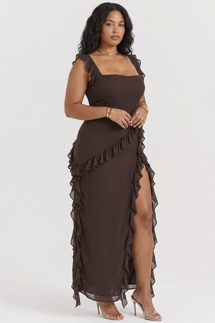 Daphne | Chiffon Square Neck Maxi Dress