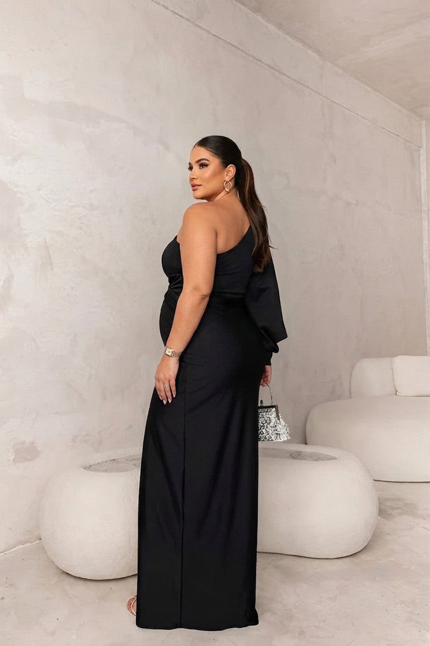 Louise Satin One-Shoulder Maxi Dress – view 14