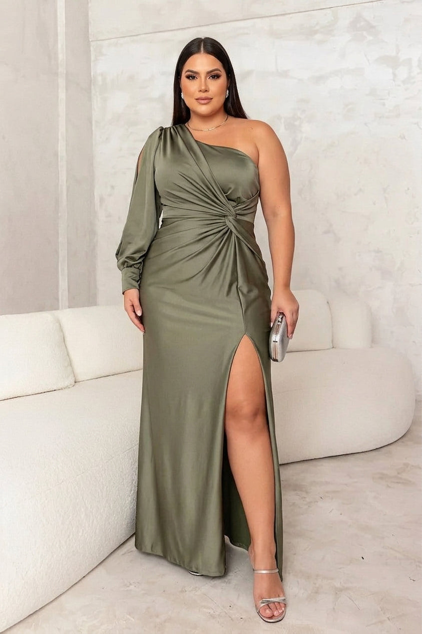 Louise Satin One-Shoulder Maxi Dress – view 3