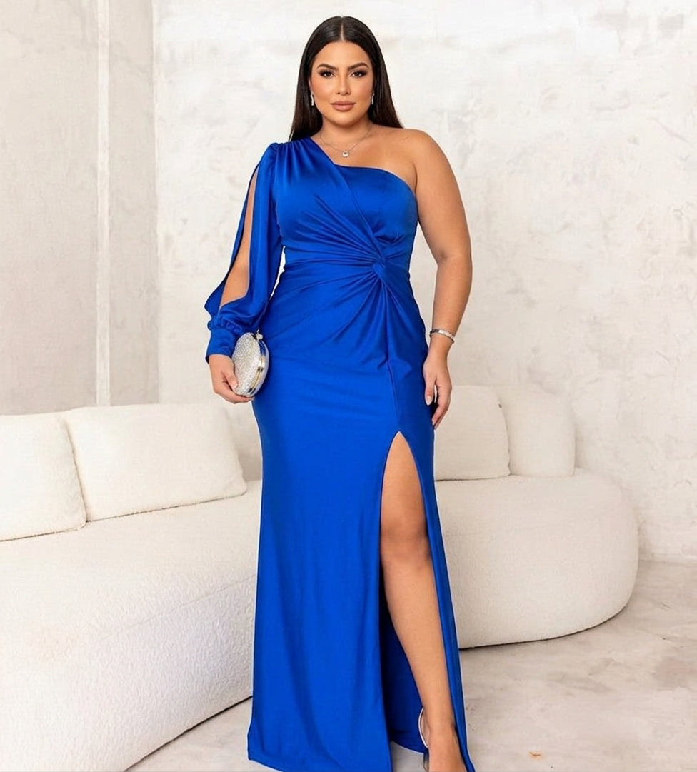 Louise Satin One-Shoulder Maxi Dress – view 5