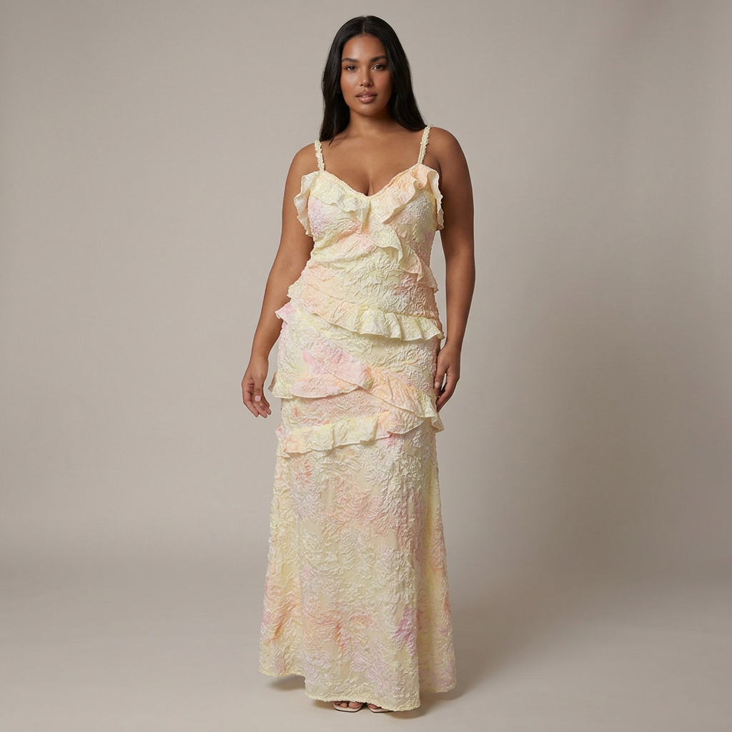Lucy Sequin Floral V-Neck Maxi Dress