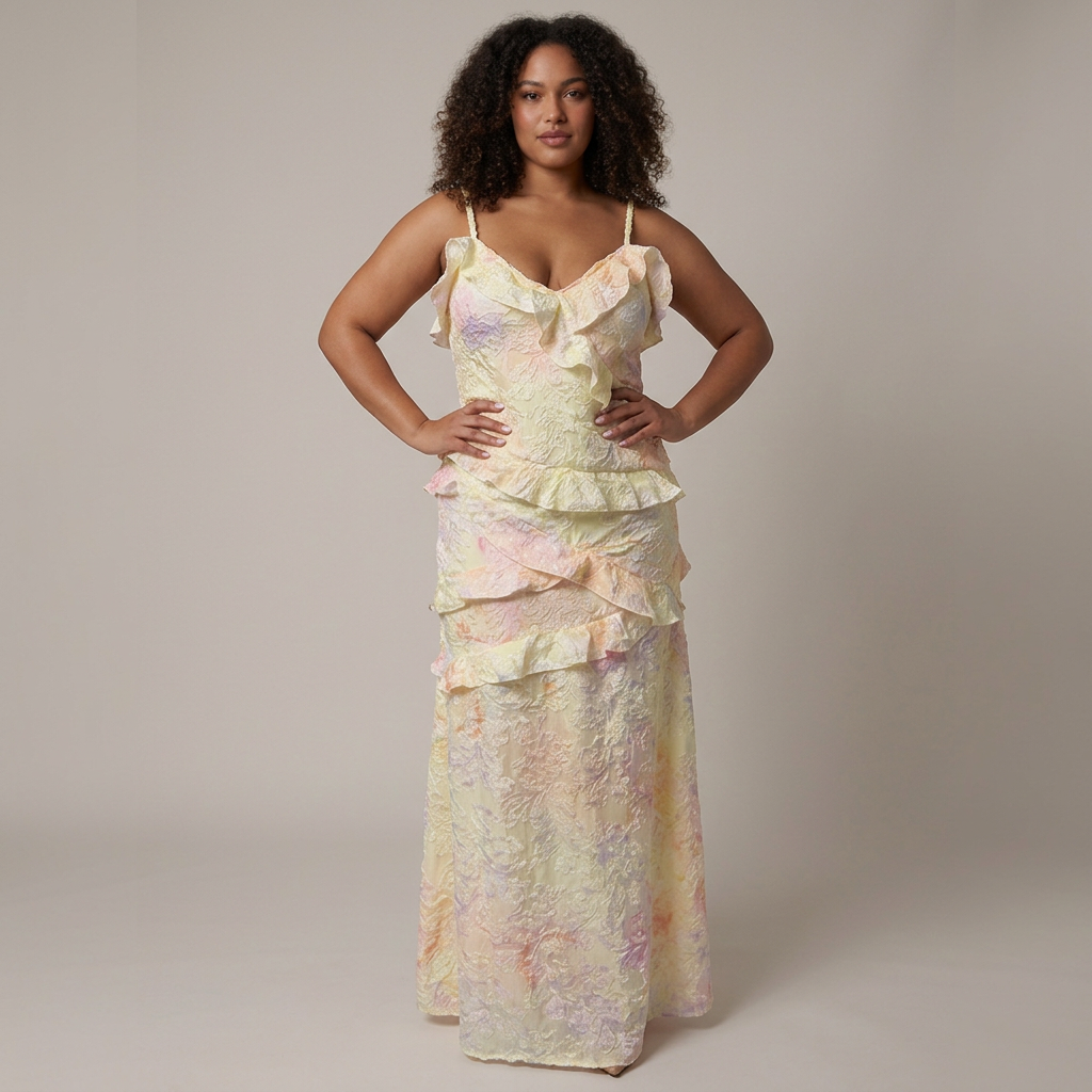 Lucy Sequin Floral V-Neck Maxi Dress – view 2