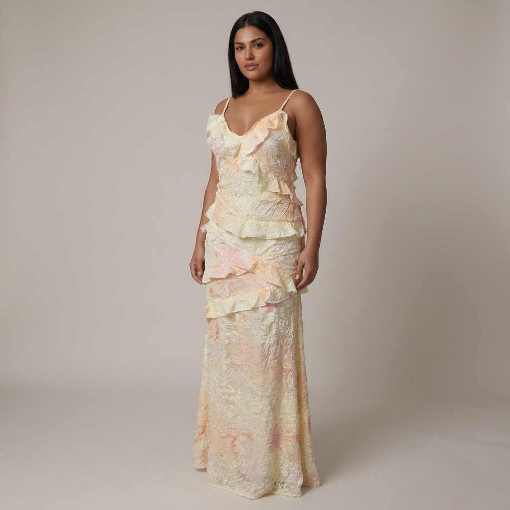 Lucy Sequin Floral V-Neck Maxi Dress – view 3