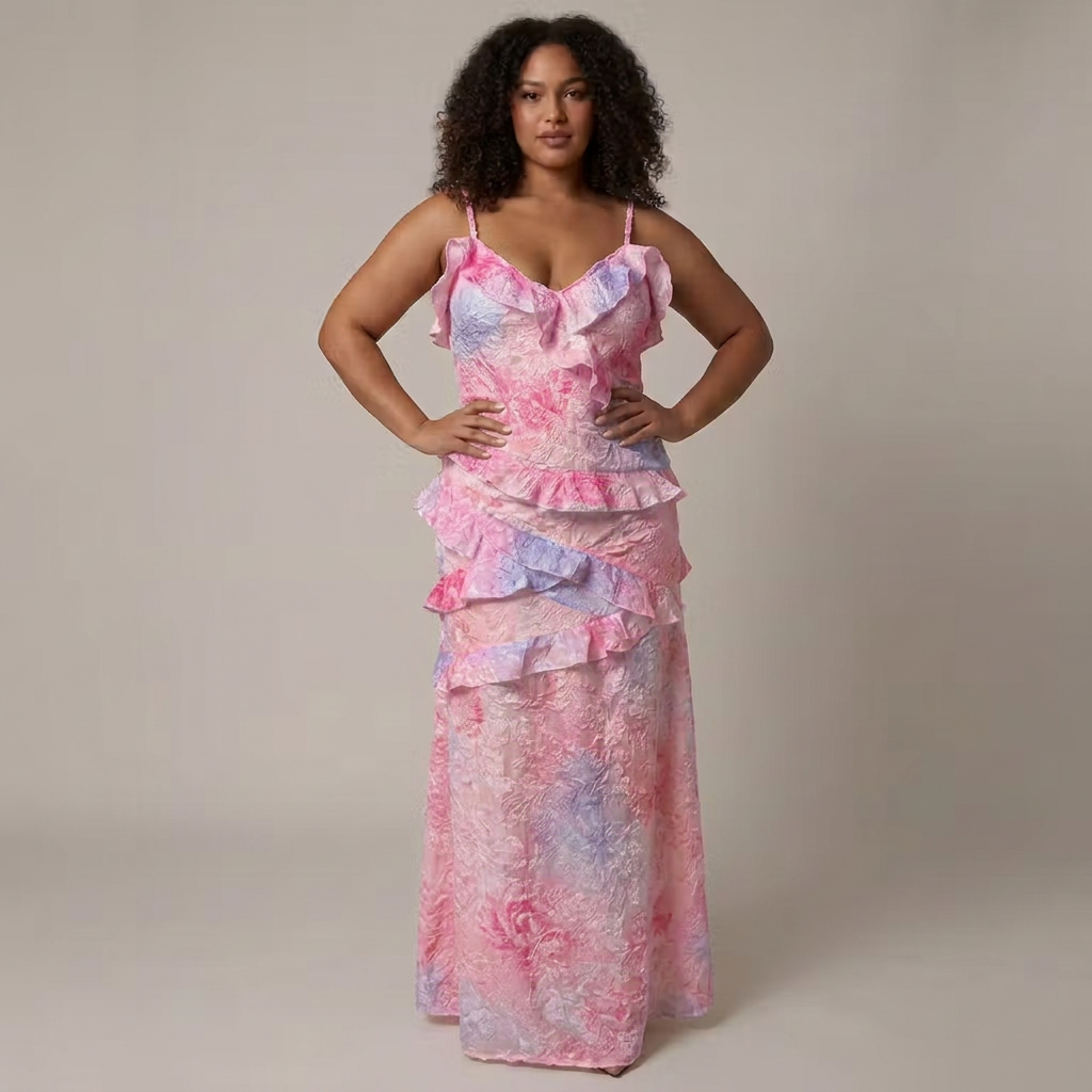 Lucy Sequin Floral V-Neck Maxi Dress – view 6