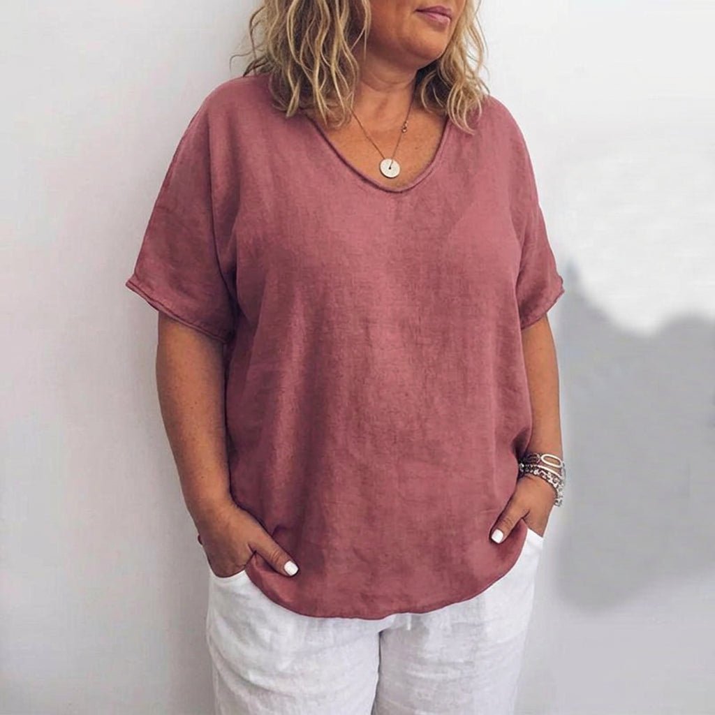 Victoria | Linen V-Neck Top
