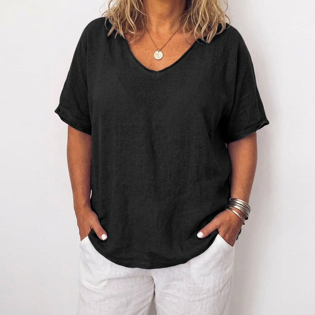 Victoria | Linen V-Neck Top