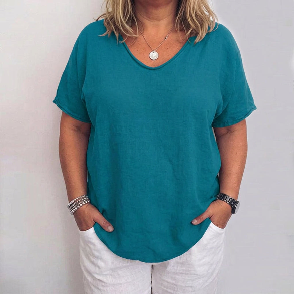 Victoria | Linen V-Neck Top