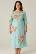 Madeline Floral Round Neck Midi Dress