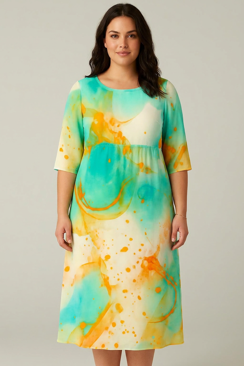 Madeline Floral Round Neck Midi Dress – view 2
