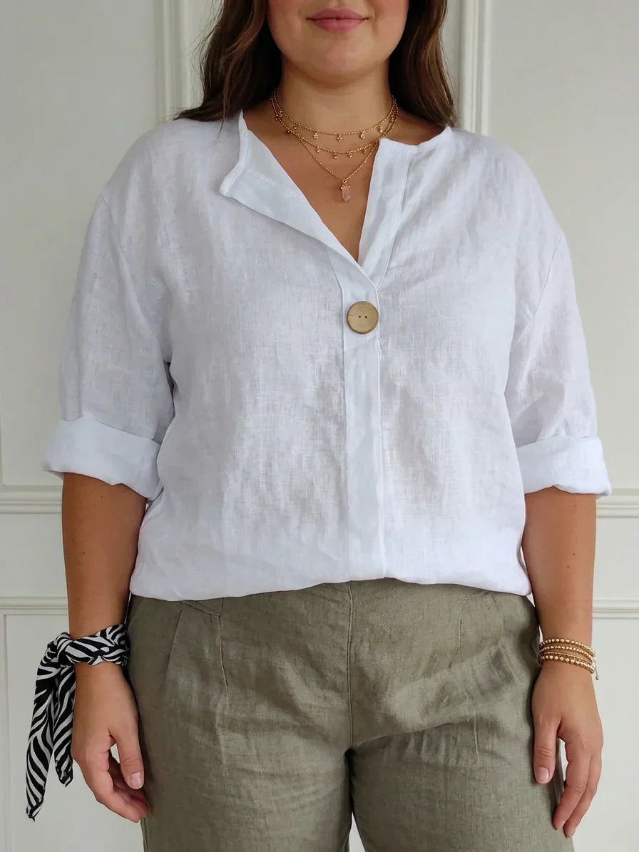 Mallory Linen V-Neck Top