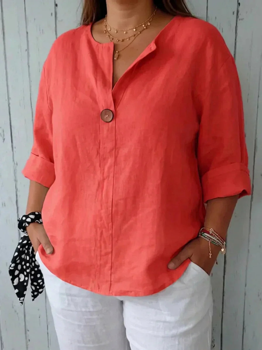 Mallory Linen V-Neck Top – view 4