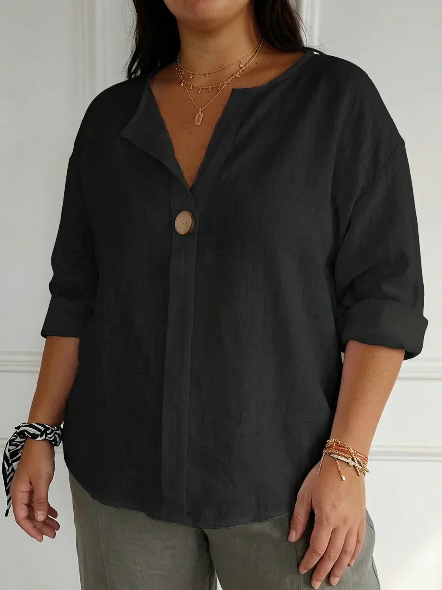 Mallory Linen V-Neck Top – view 5