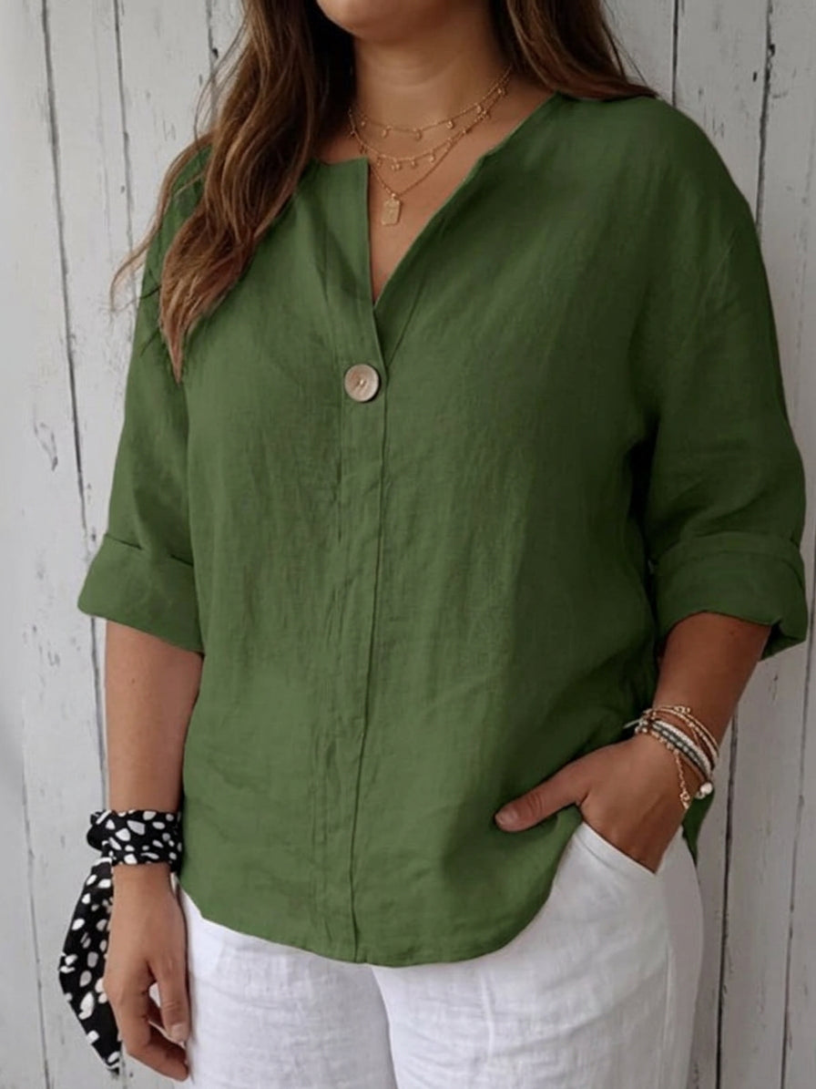 Mallory Linen V-Neck Top – view 6