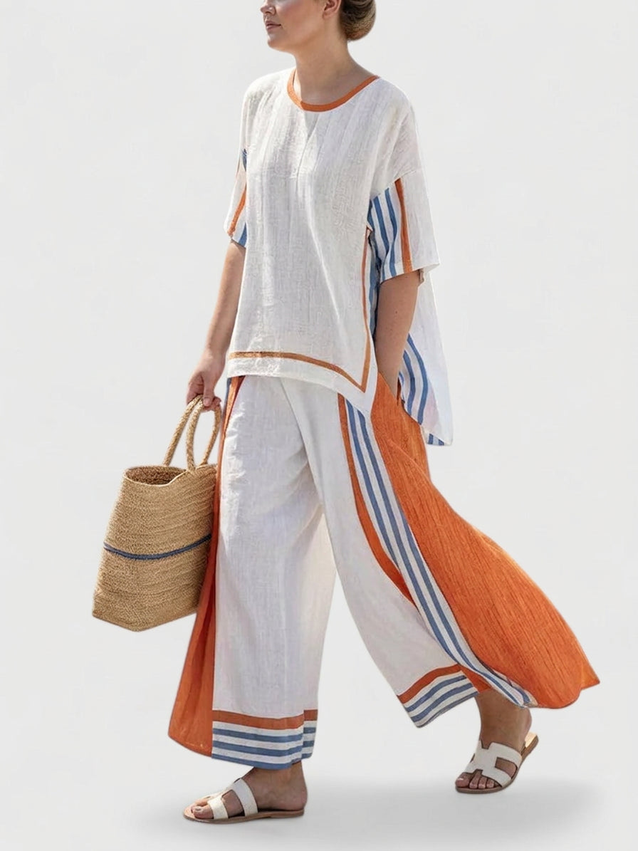 Marcia Linen Striped Two-Piece Set – view 2