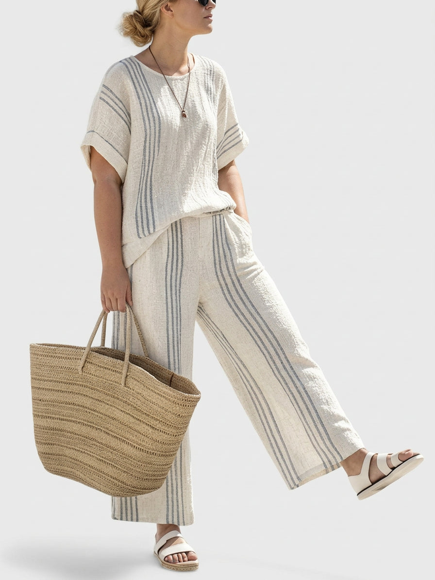 Marcia Linen Striped Two-Piece Set – view 3