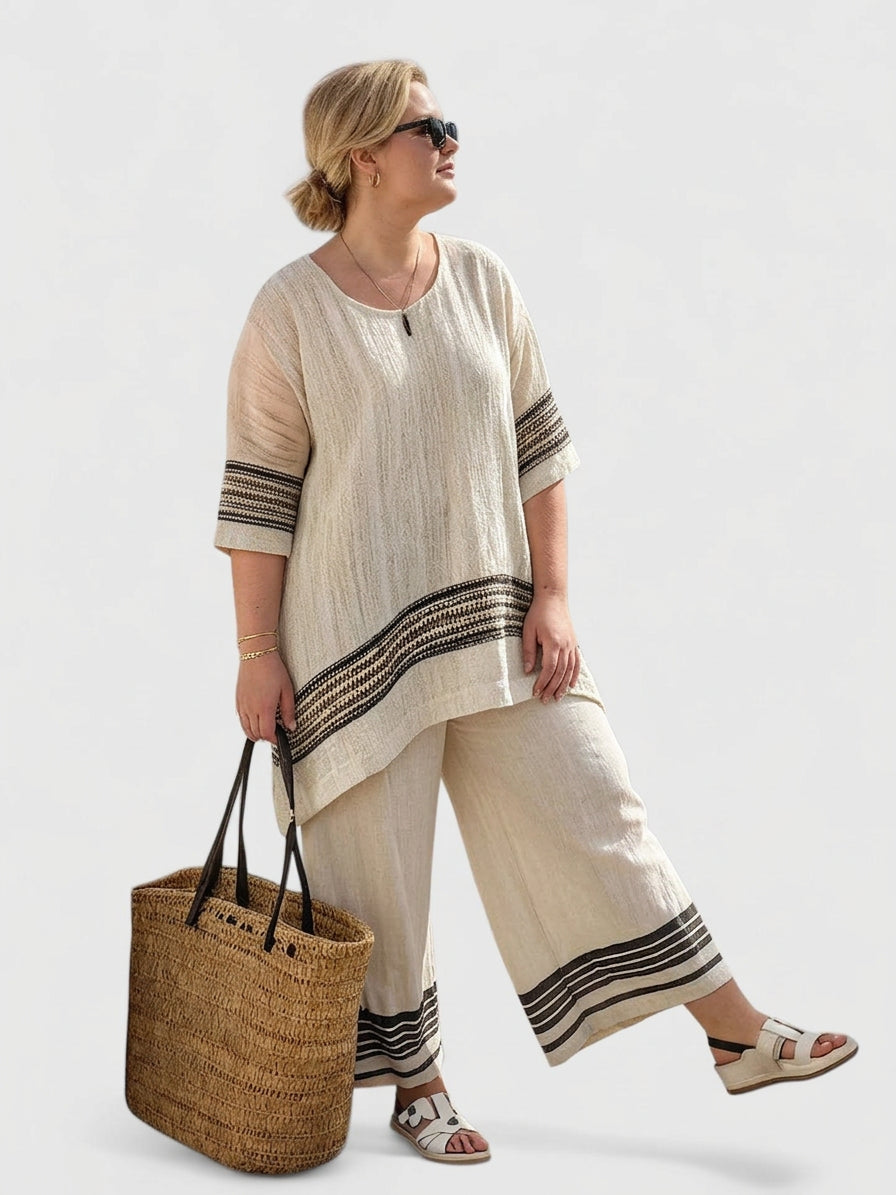 Marcia Linen Striped Two-Piece Set – view 5