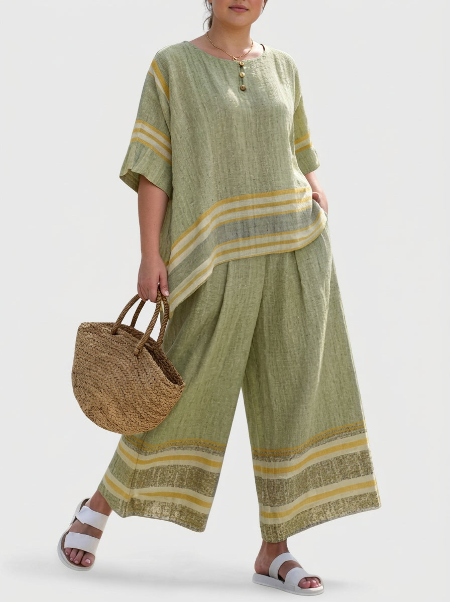 Marcia Linen Striped Two-Piece Set – view 6