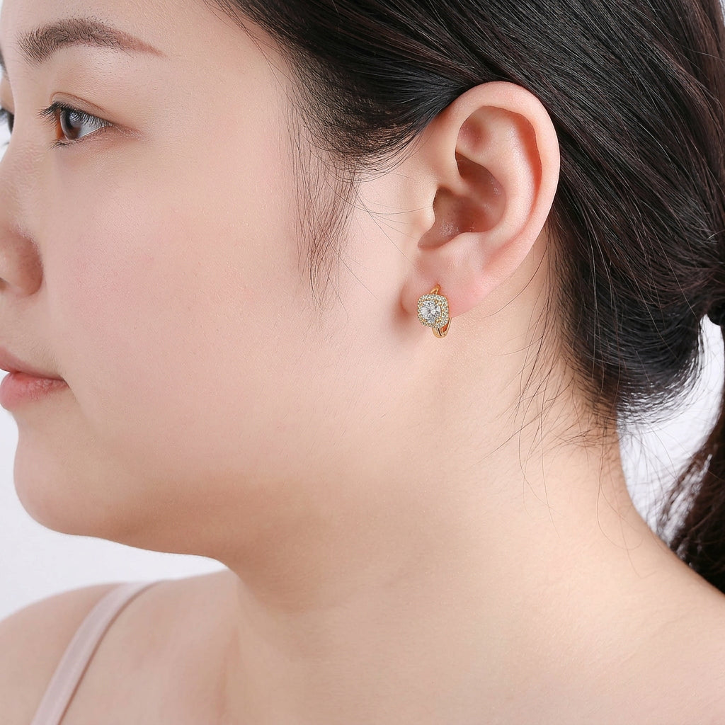 Marilyn Huggie Hoop Cubic Zirconia Earrings for Women – view 3