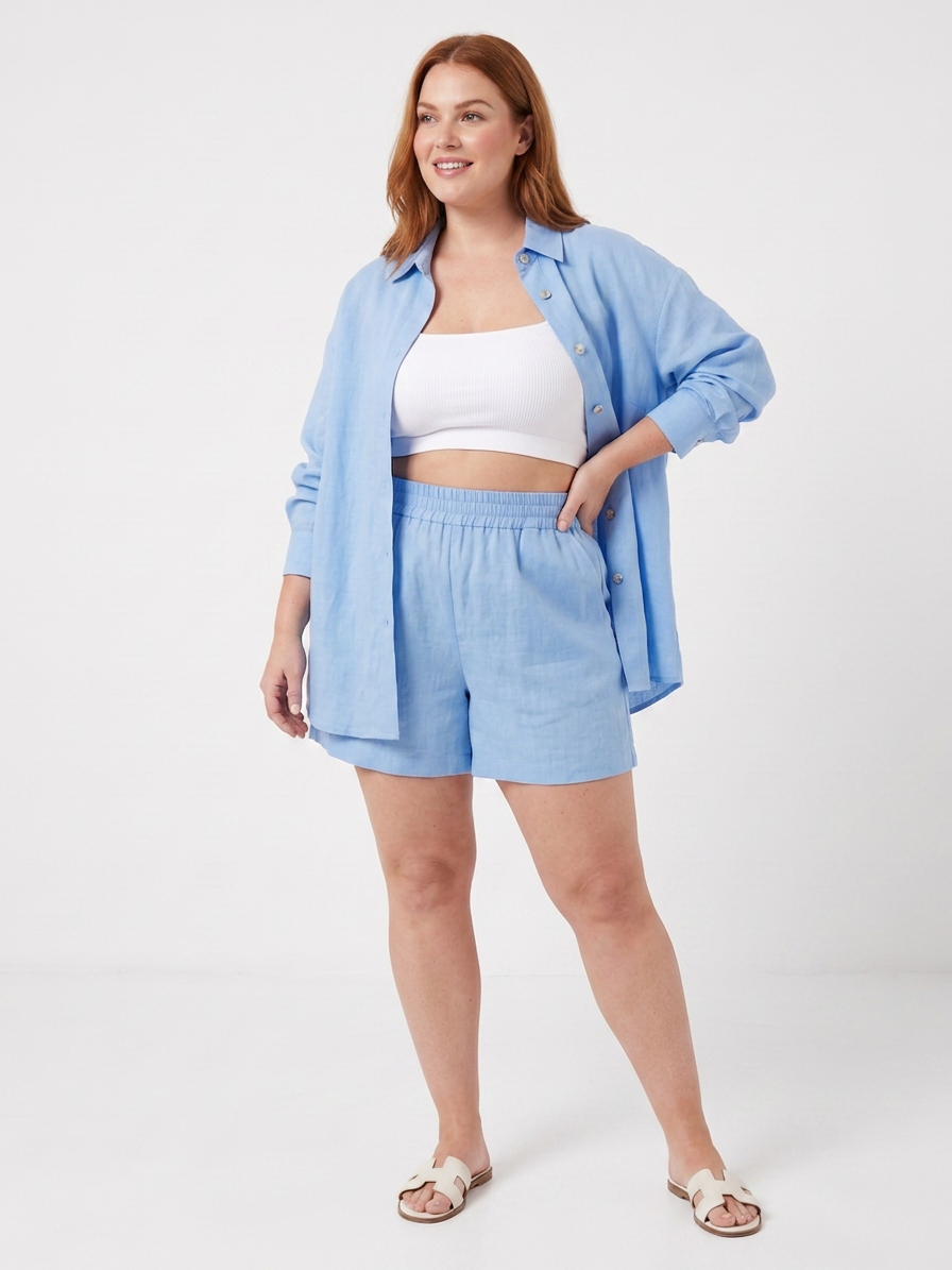 Marisa Linen Sleeveless Two-Piece Shorts Set – view 6