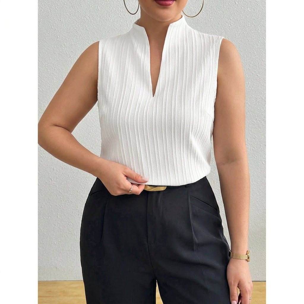 Marissa Striped V-Neck Top – view 2