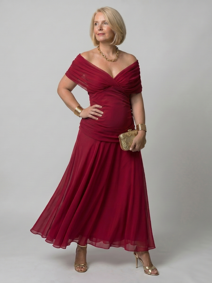 Marlene Chiffon Floral Off-Shoulder Midi Dress – view 9