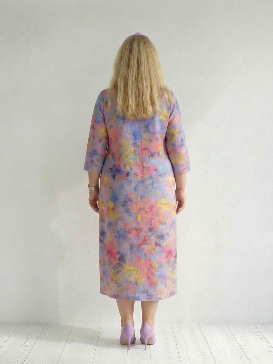 Maureen Linen Floral V-Neck Midi Dress – view 4