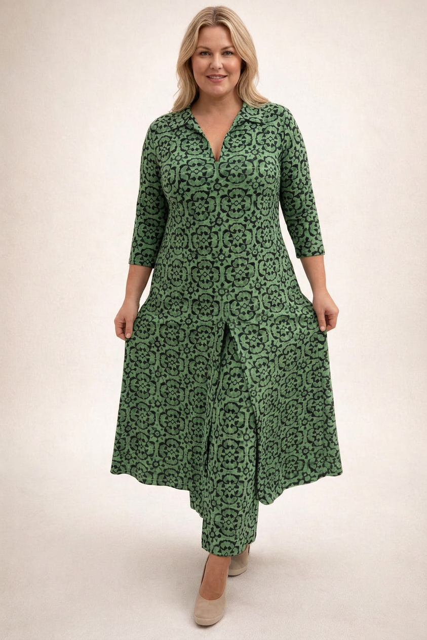 Maya Damask 3/4 Sleeve Two-Piece Set – view 3
