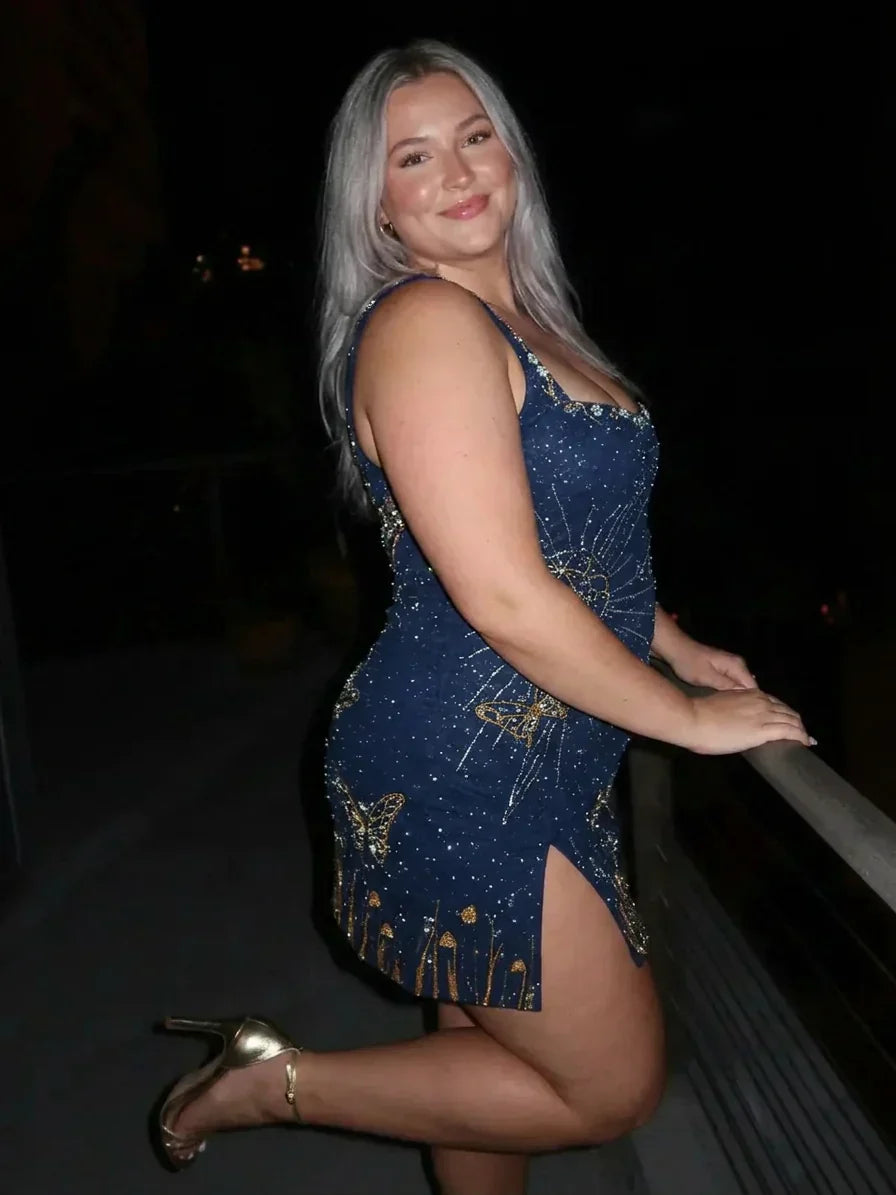 Carla | Sequin Square Neck Mini Dress