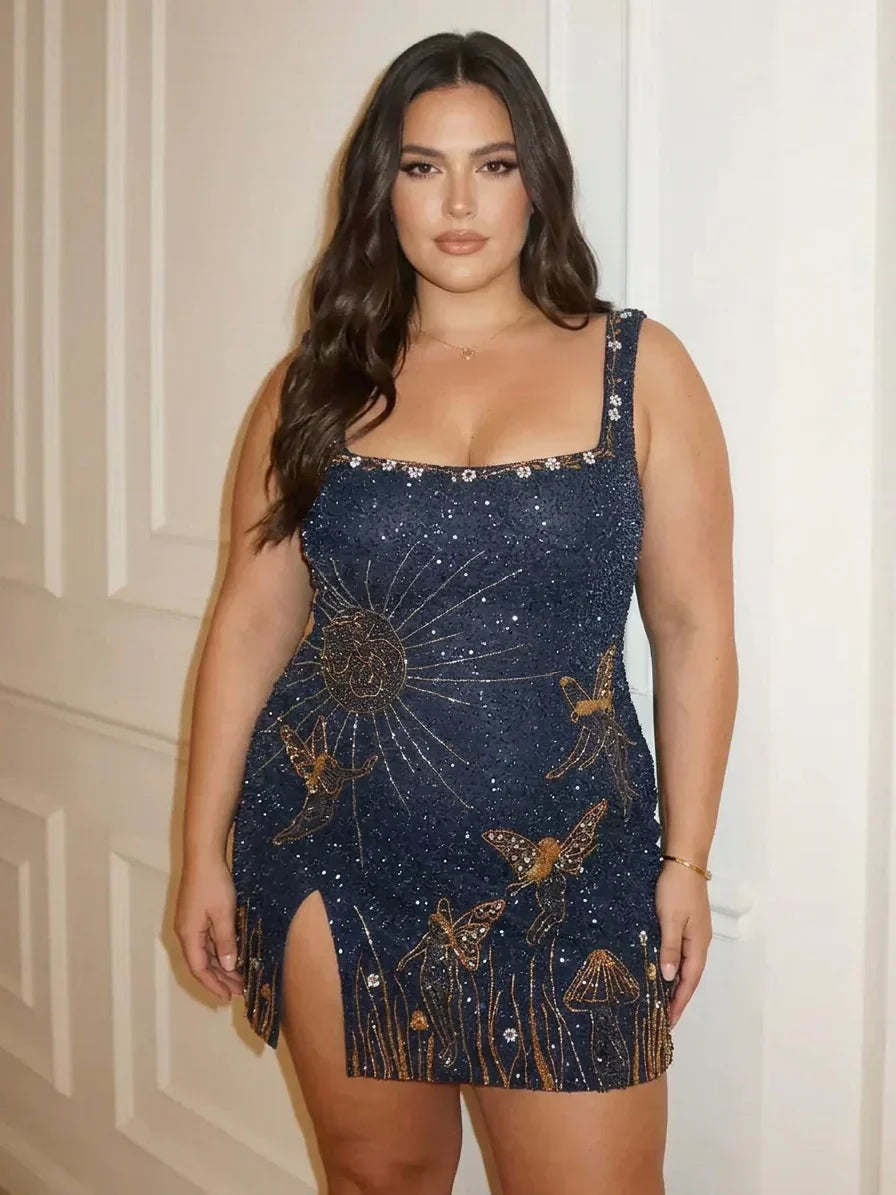 Carla | Sequin Square Neck Mini Dress
