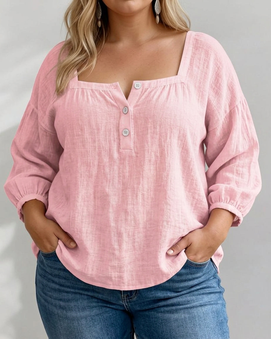 Miranda Linen Square Neck Blouse