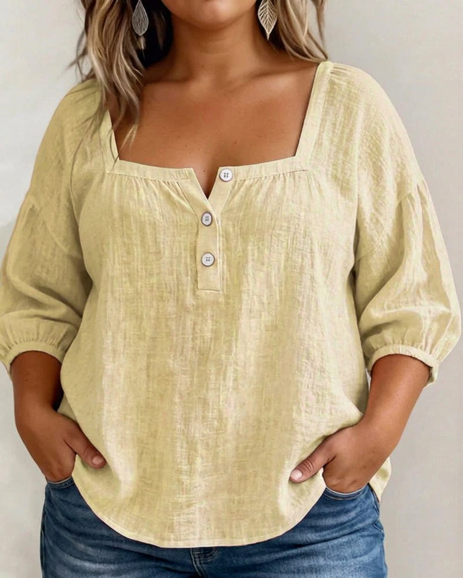Miranda Linen Square Neck Blouse – view 10