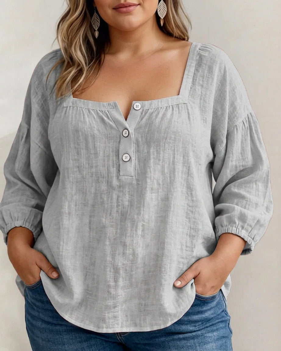 Miranda Linen Square Neck Blouse – view 13