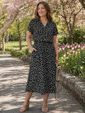Morgan Polka Dot Collared Maxi Dress