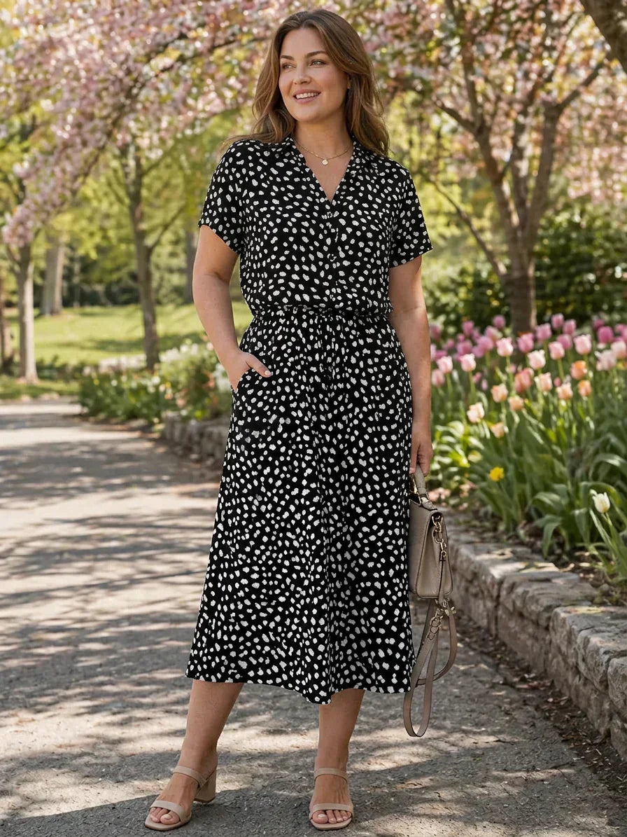 Morgan Polka Dot Collared Maxi Dress