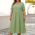 Naomi Linen Round Neck Midi Dress