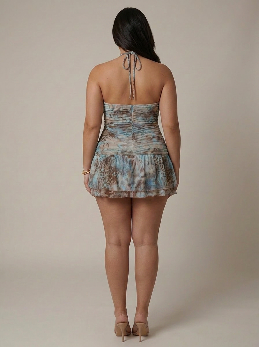 Norma Abstract Halter Mini Dress – view 2