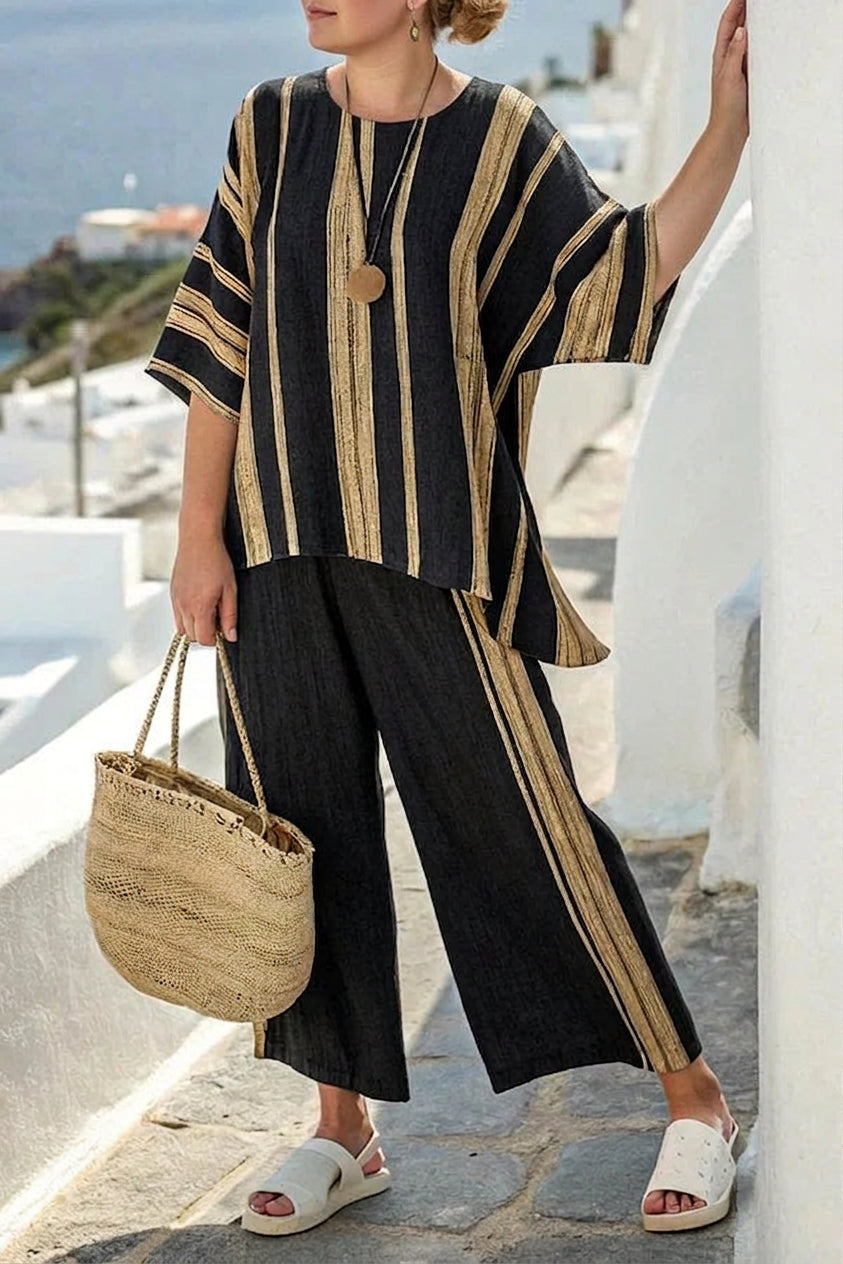 Nova Linen Striped Two-Piece Set