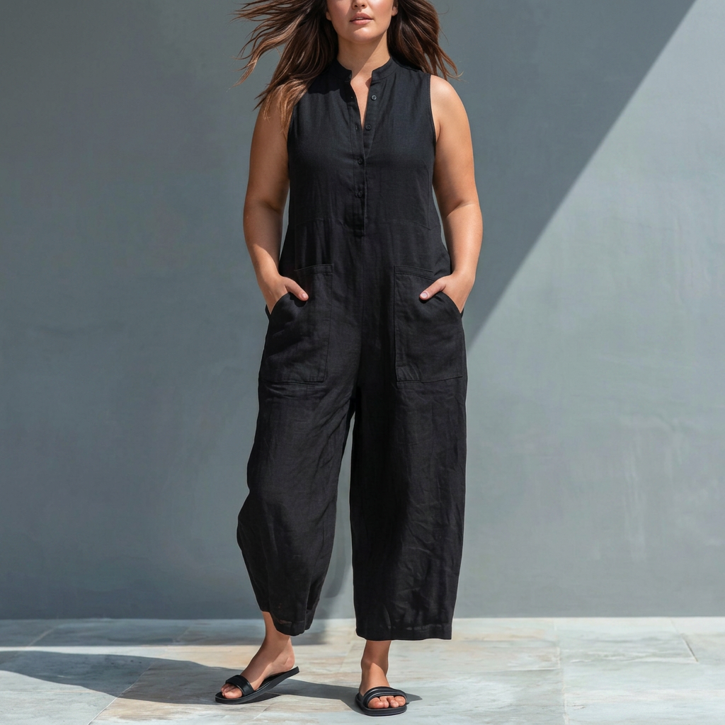 Ophelia Linen Collared Jumpsuit – view 2