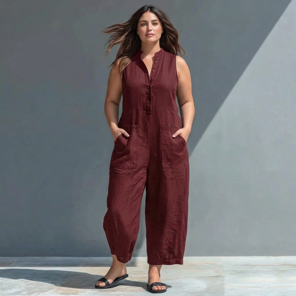 Ophelia Linen Collared Jumpsuit – view 8