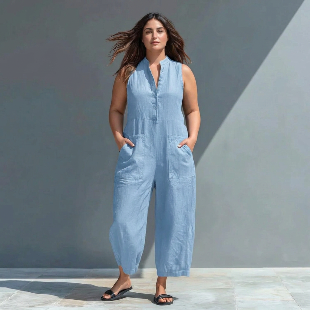 Ophelia Linen Collared Jumpsuit – view 9