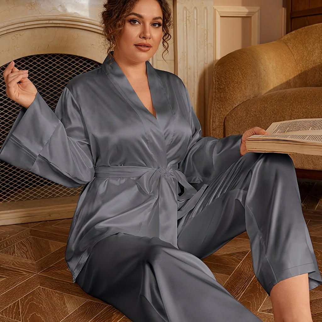 Paula Satin Two-Piece Pyjama Set – view 16
