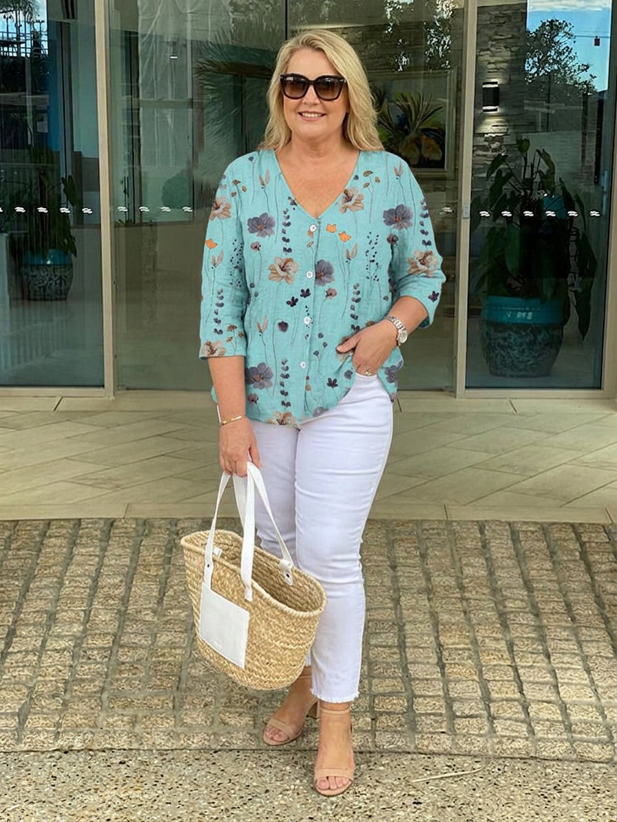 Pauline Chiffon Floral V-Neck Tunic – view 2