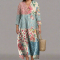 Pearl Floral V-Neck Midi Dress