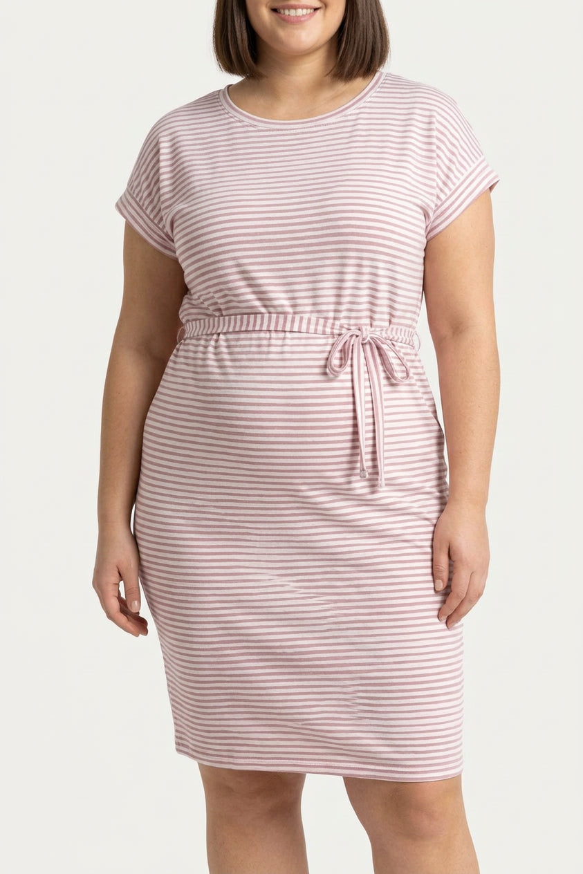 Penelope Knit Striped Round Neck Knee-Length Dress – view 5